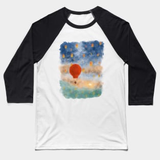 Hot air balloon on clouds towards the sun Baseball T-Shirt